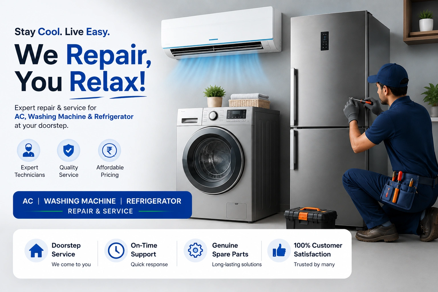 Commercial AC repair technician servicing an office cooling system